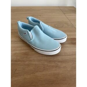 Vans Asher Slip-On Shoes Youth 6Y Crystal Blue Canvas Sneakers Girls